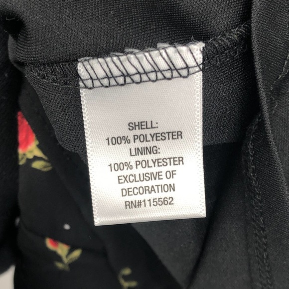 Disney Princess Dress Floral Tie Waist Flounce Sleeve Smocked Open Back Black XL - Picture 11 of 11